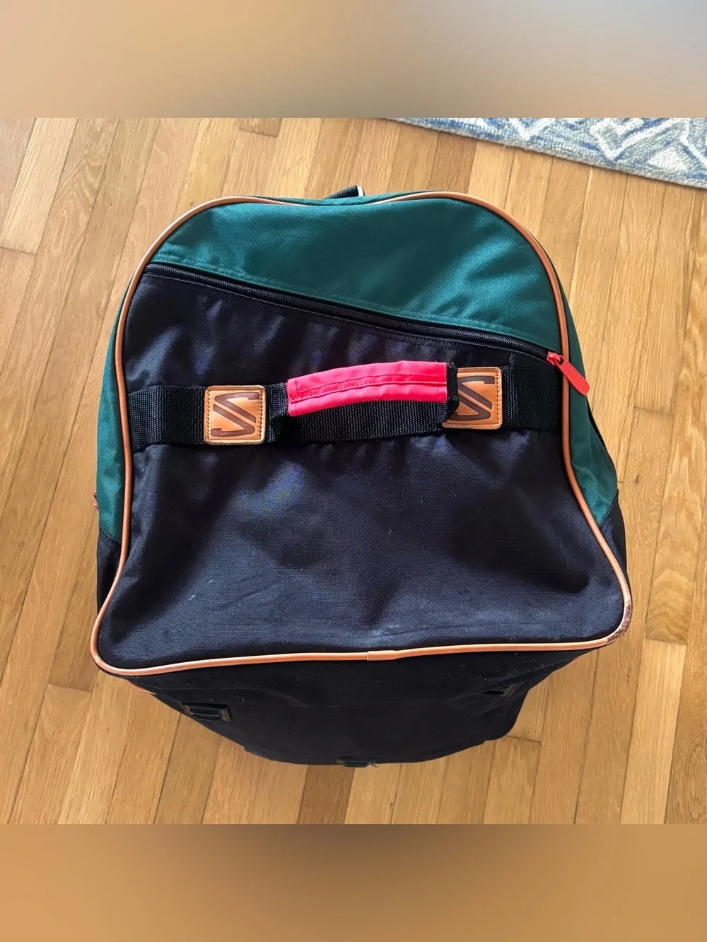 Vintage 90s Salomon Duffle Bag Green Black Club Line Streetwear Luggage